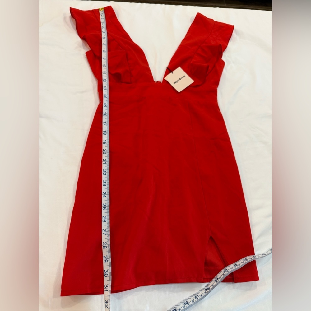 REVOLVE SUPERDOWN Harlow Red Plunging V-Neck Mini Dress NEW W/ TAGS - XS - Picture 9 of 9
